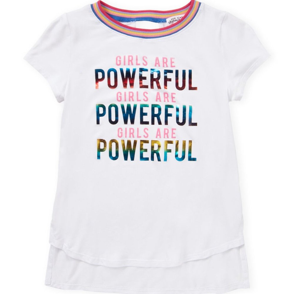 NWT Ten Sixty Sherman "GIRLS ARE POWERFUL" Soft White Shirt Girls Large (11/12)